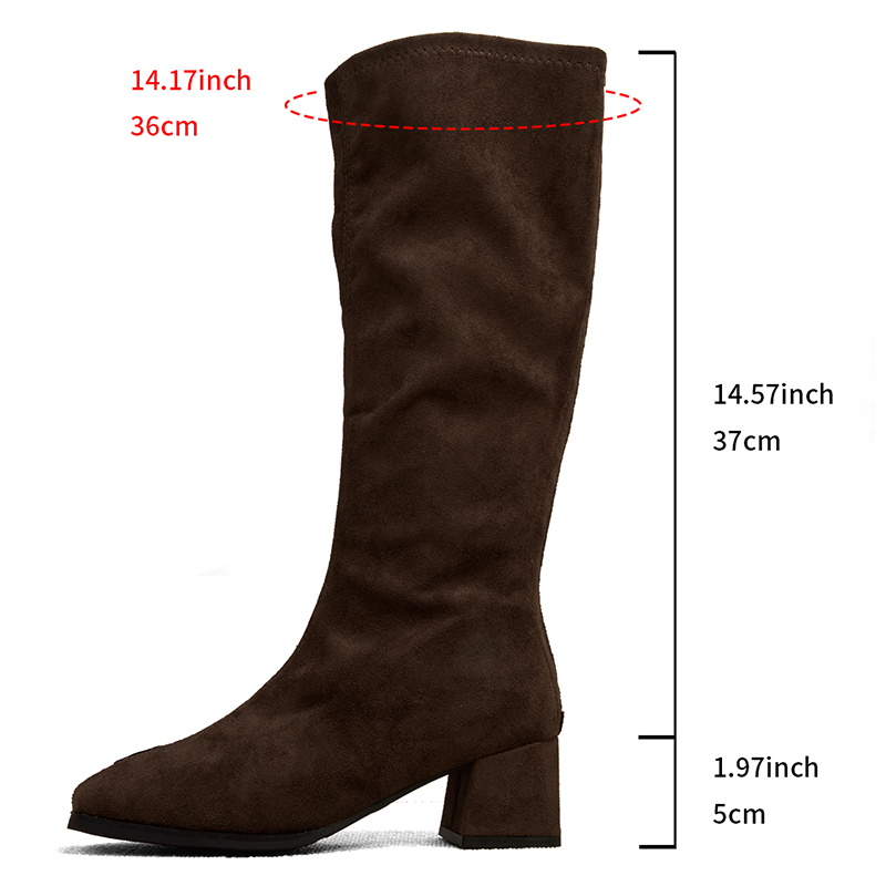 Fashion Black Thick High Heels - Women'S Fashion Knee High Boots incelemesi ve fiyatı