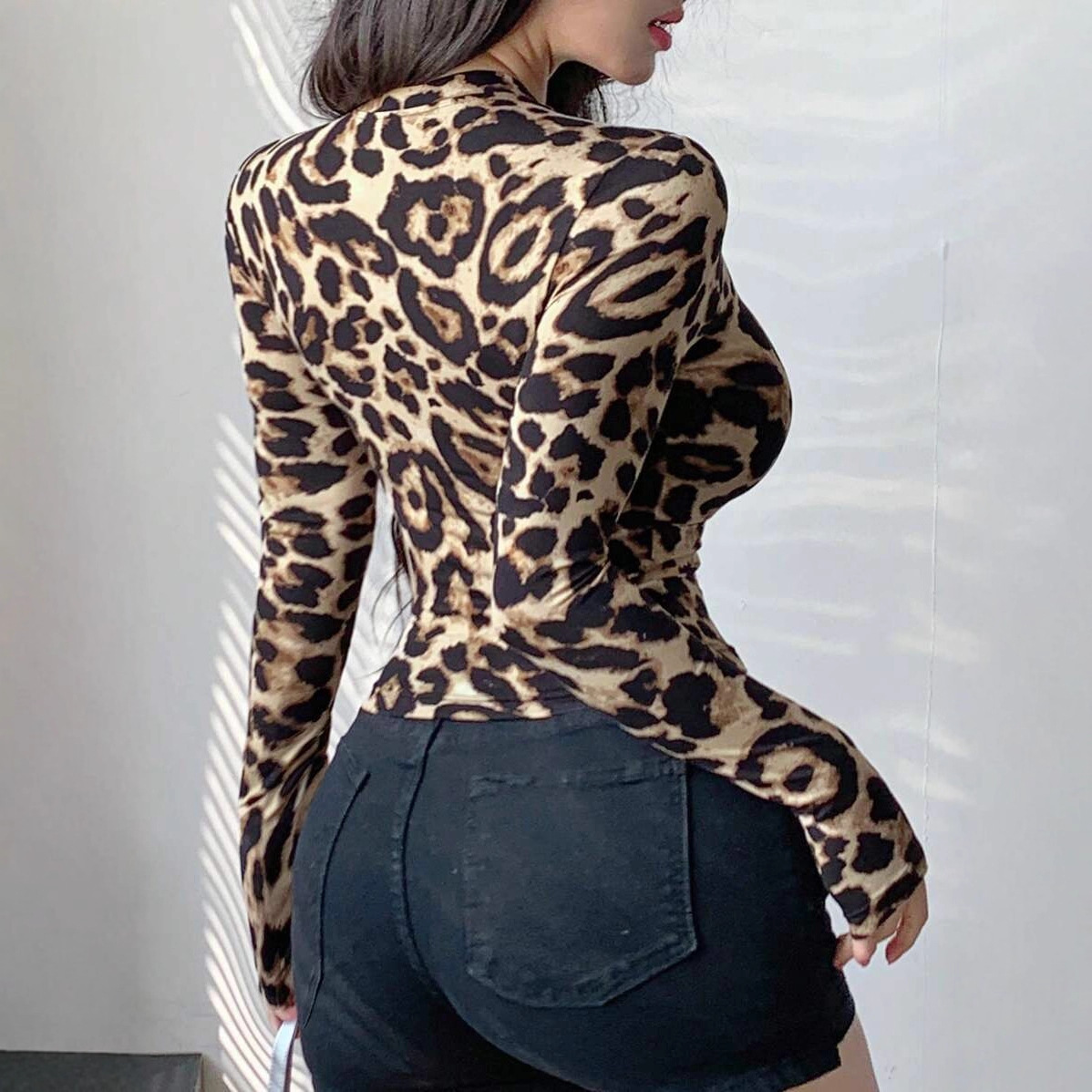 Women Leopard Print Zip Up Lon - Women'S Fashion Jackets incelemesi ve fiyatı