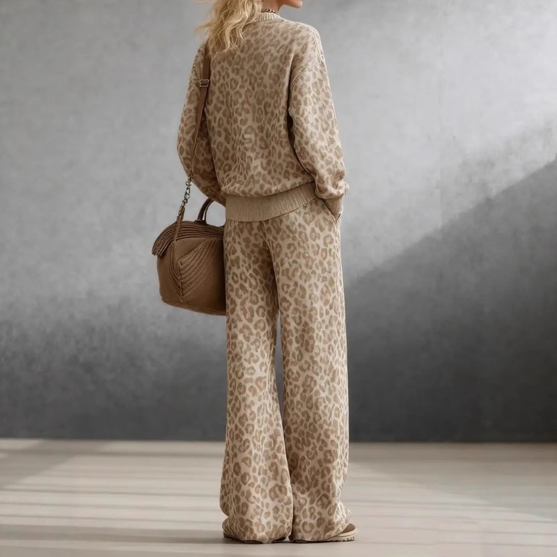 Vintage Leopard Print Sweatshi - Wide Leg Palazzo Pants incelemesi ve fiyatı