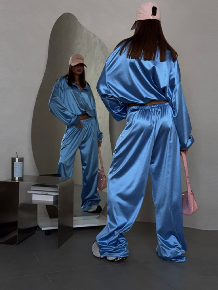 2026 Spring Satin Embroidered  - Wide Leg Palazzo Pants incelemesi ve fiyatı