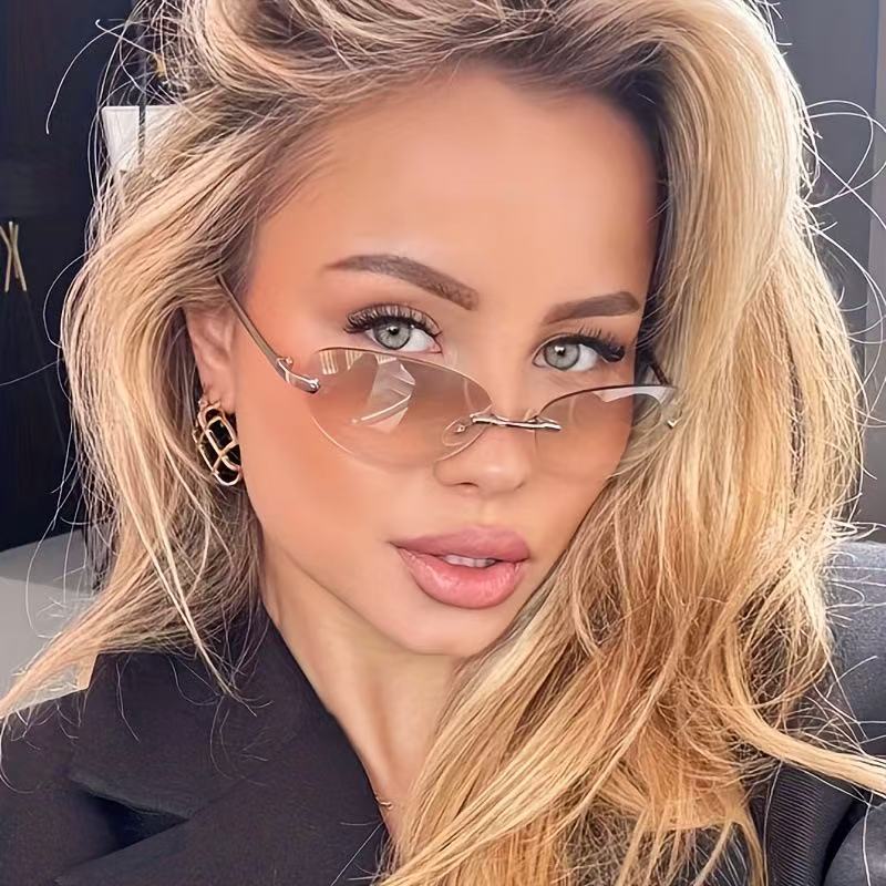 Rimless  Oval Sun Glasses for  - Women'S Fashion Eyeglasses incelemesi ve fiyatı