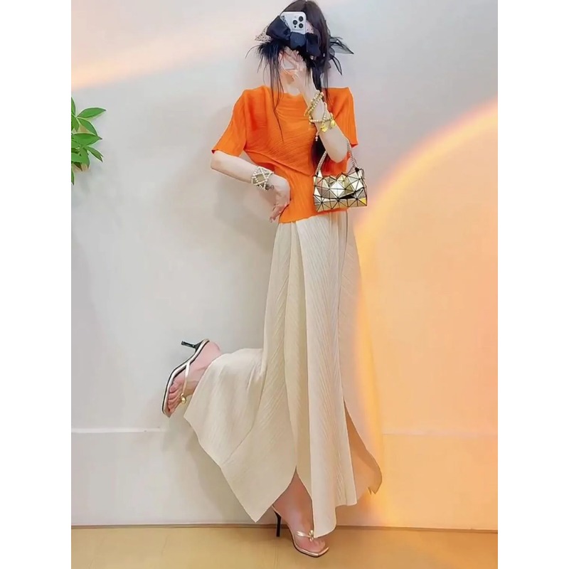 Women's Pleated Color Block Tw - Asymmetric Top Women incelemesi ve fiyatı