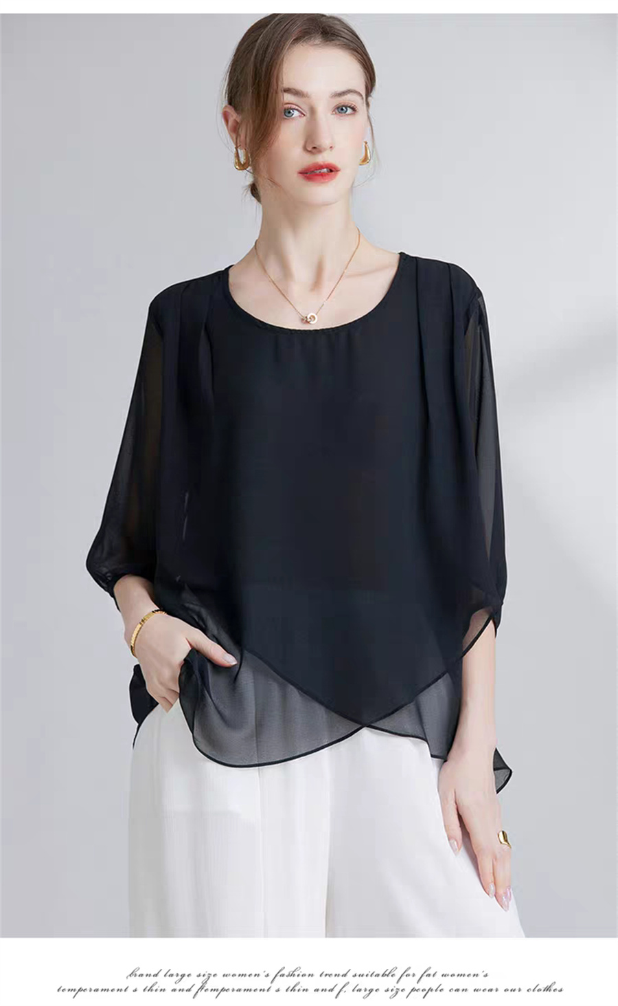 Korean Style Chiffon Plus-Size - Asymmetric Top Women incelemesi ve fiyatı
