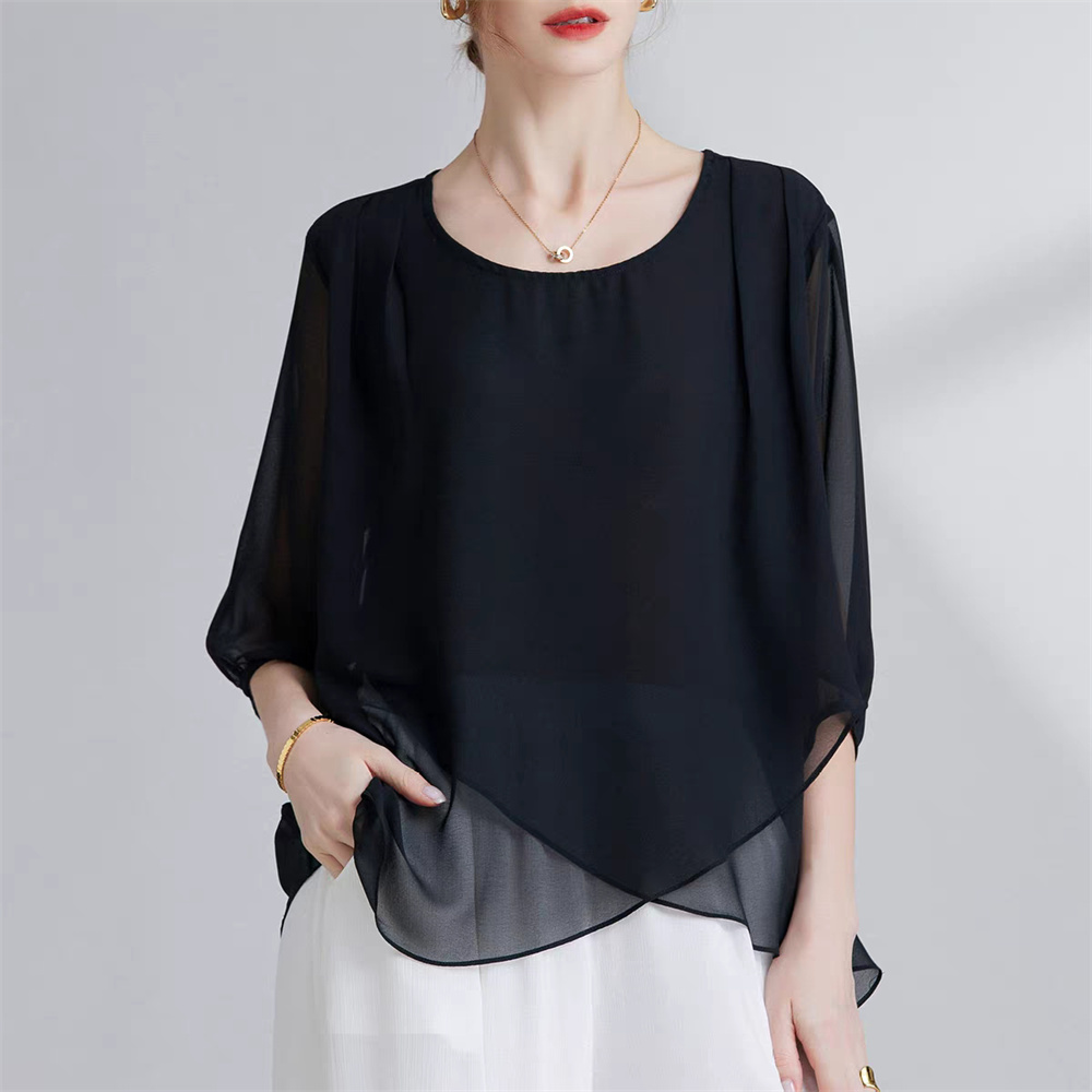 Korean Style Chiffon Plus-Size - Asymmetric Top Women incelemesi ve fiyatı