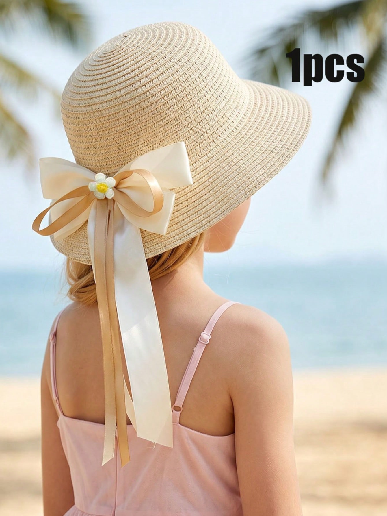1Pc 3-8Y Girls Coffee Bow Stra - Straw Hat Summer incelemesi ve fiyatı