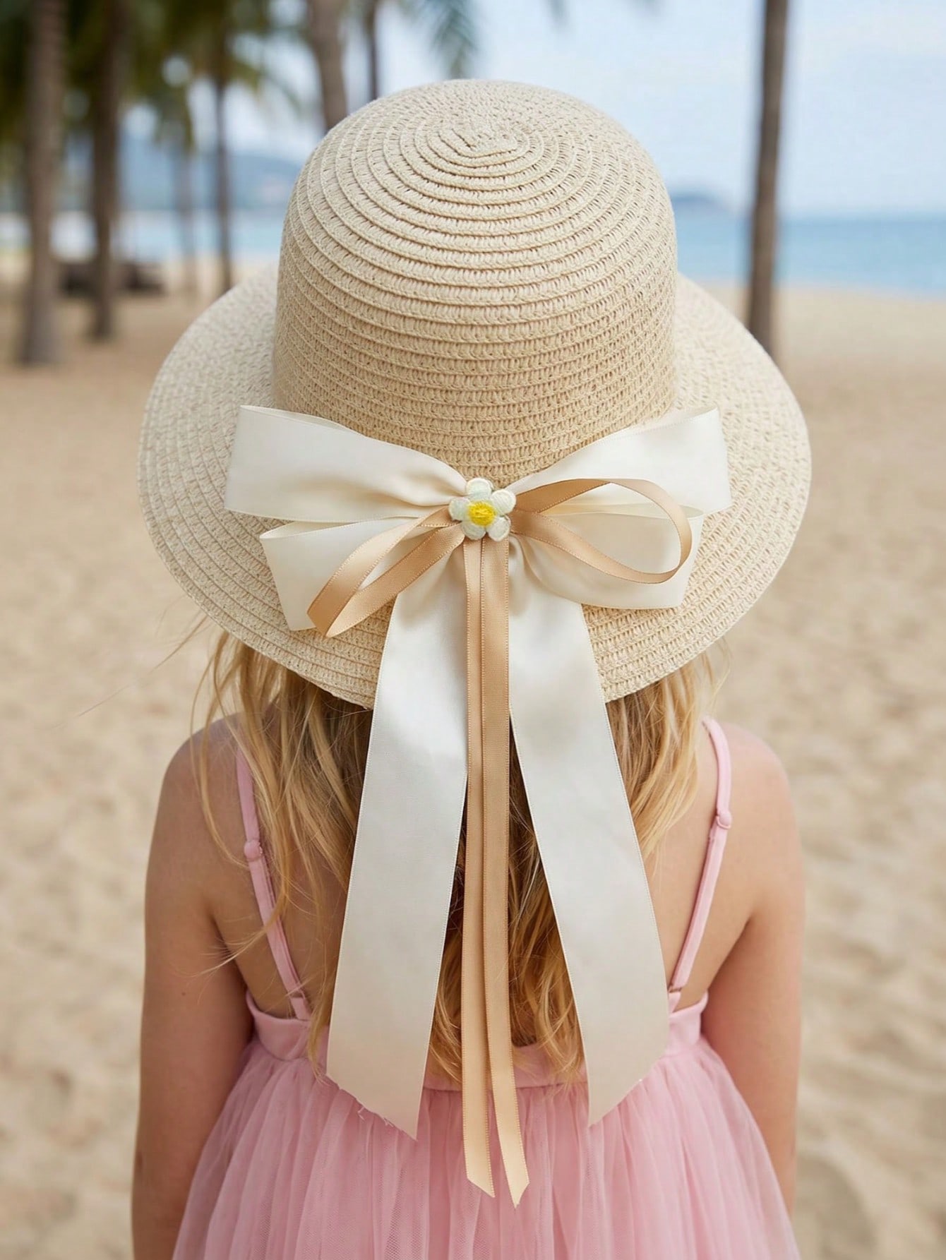 1Pc 3-8Y Girls Coffee Bow Stra - Straw Hat Summer incelemesi ve fiyatı