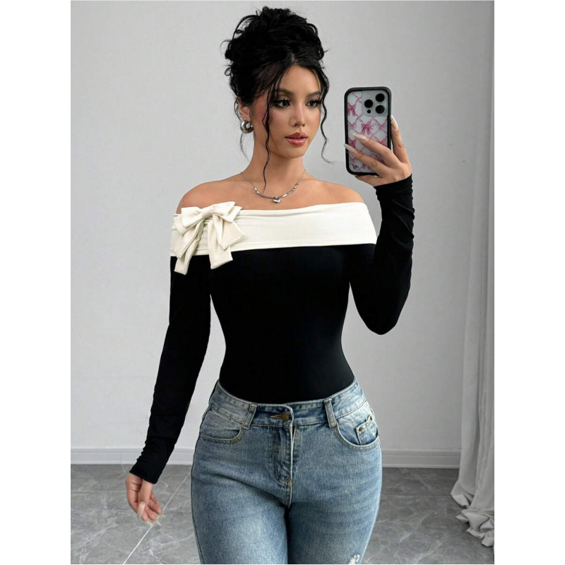 Bowknot Decor Off Shoulder Bod - Women Fashion Style incelemesi ve fiyatı
